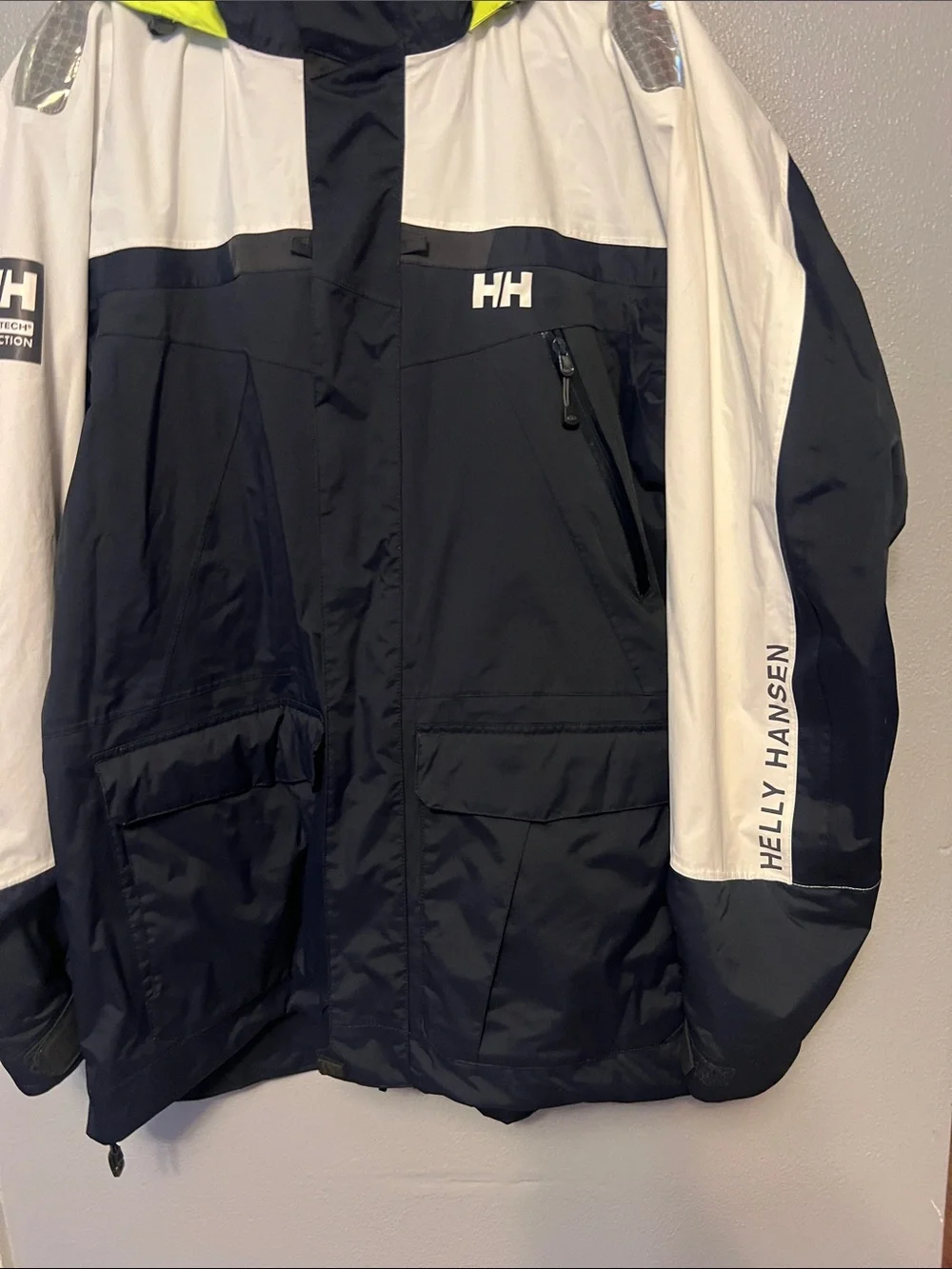 Helly Hansen Men’s Black, White & Neon Yellow Ski Jacket